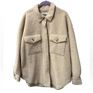 NWOT Good American Contour Faux Shearling Jacket in Tusk